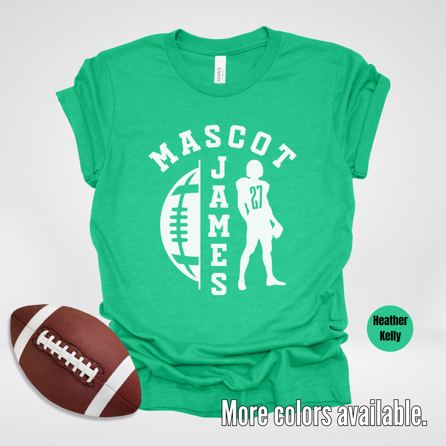 Custom Mascot, Number, & Name - White - Football Design 26 T-Shirt