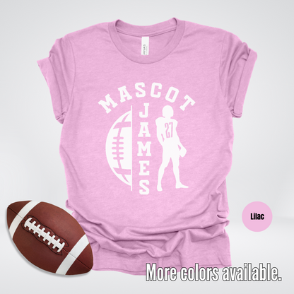 Custom Mascot, Number, & Name - White - Football Design 26 T-Shirt