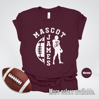 Custom Mascot, Number, & Name - White - Football Design 26 T-Shirt
