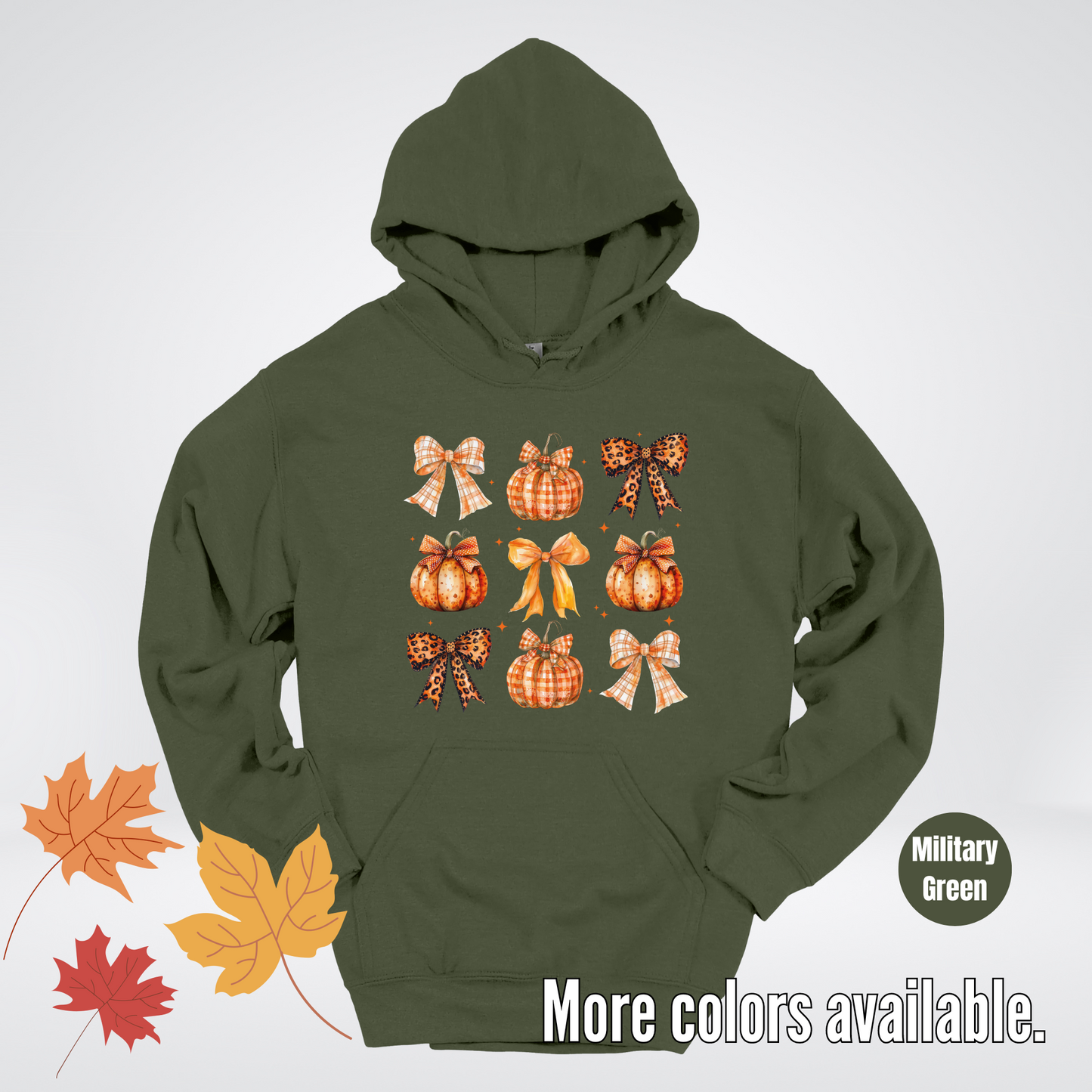 Fall Coquette Leopard Print and Flannel Bows And Pumpkins Hoodie