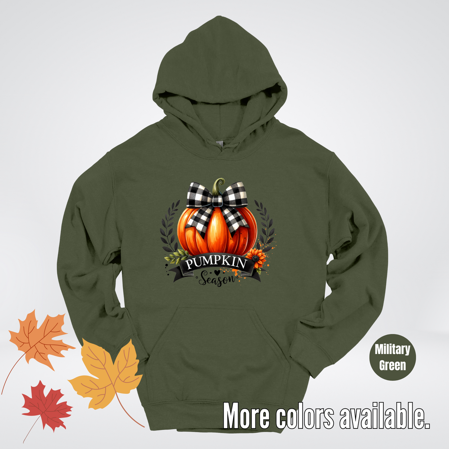 Pumpkin Season Black And While Flannel Coquette Bow Hoodie