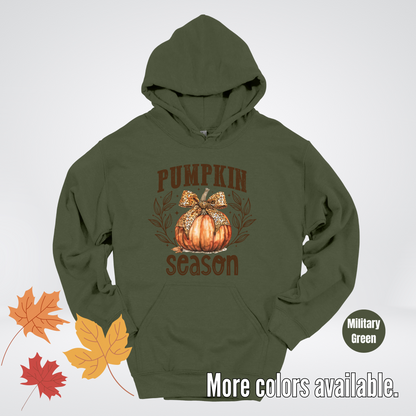 Pumpkin Season Leopard Print Coquette Bow Hoodie