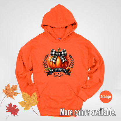 Pumpkin Season Black And While Flannel Coquette Bow Hoodie