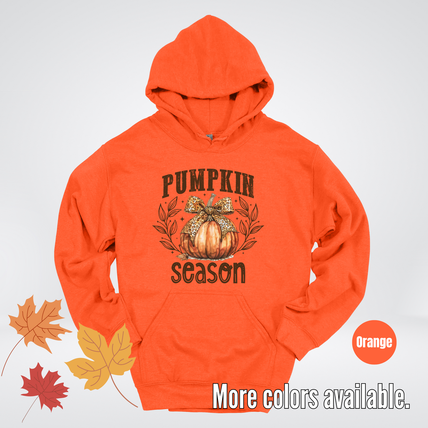 Pumpkin Season Leopard Print Coquette Bow Hoodie