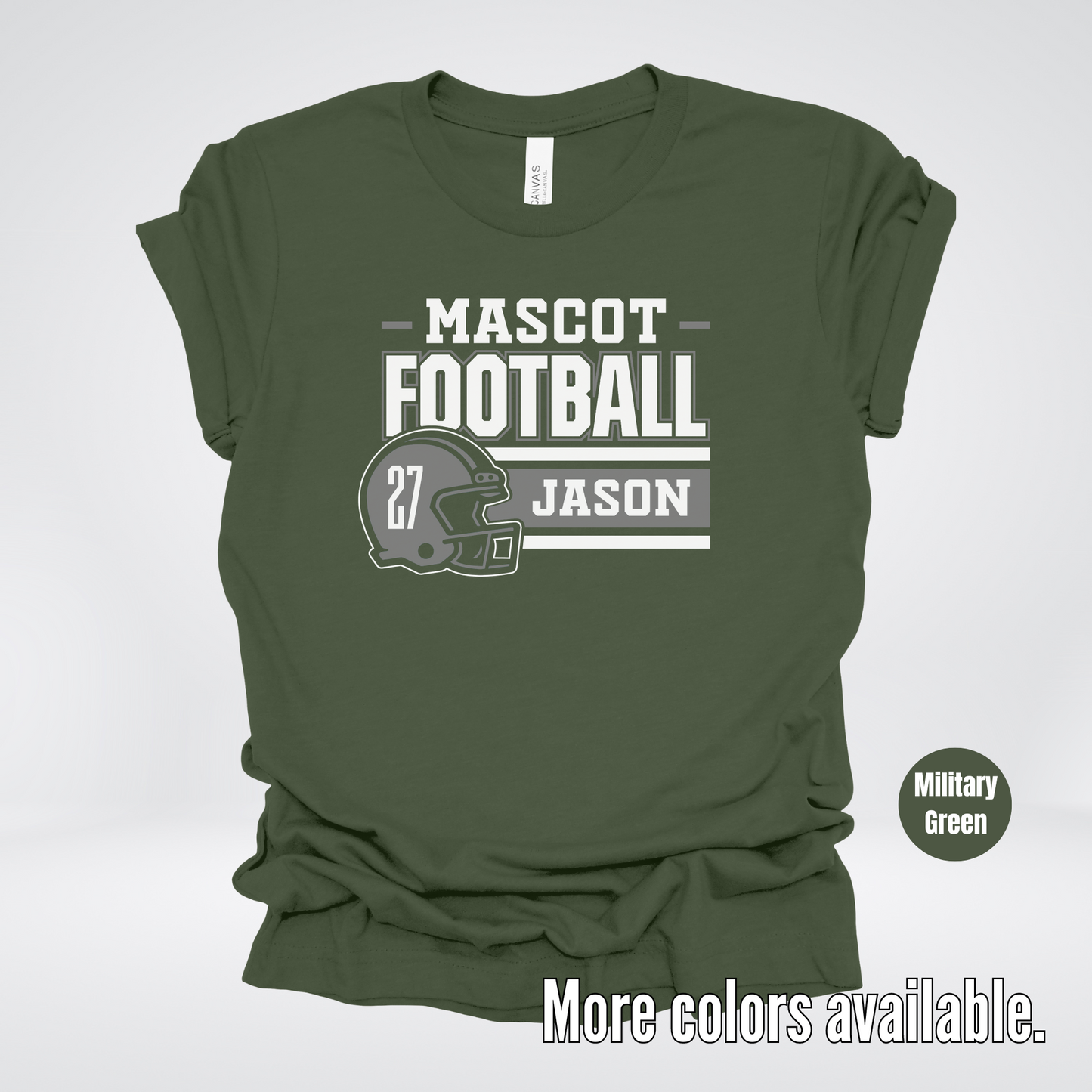 Custom Mascot, Number, & Name – Gray - Football Design 17 T-Shirt
