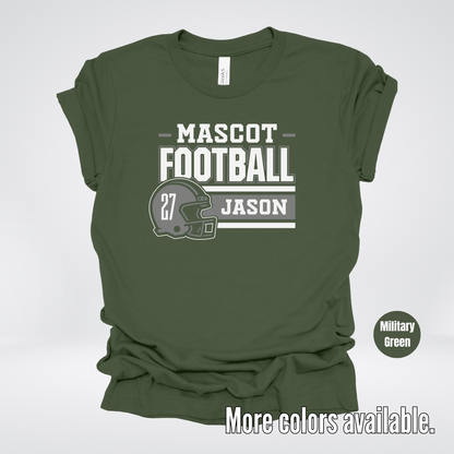 Custom Mascot, Number, & Name – Gray - Football Design 17 T-Shirt
