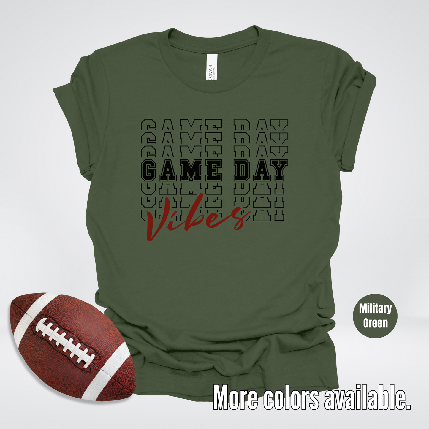Game Day Vibes Stacked - Black Design T-Shirt