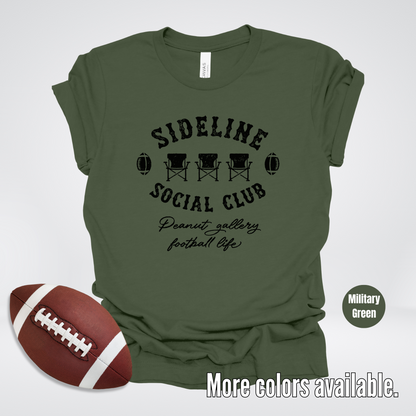 Sideline Social Club Peanut Gallery Football Life Black Design T-Shirt