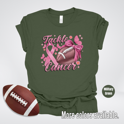 Tackle Cancer Coquette Football T-Shirt