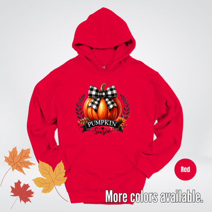 Pumpkin Season Black And While Flannel Coquette Bow Hoodie