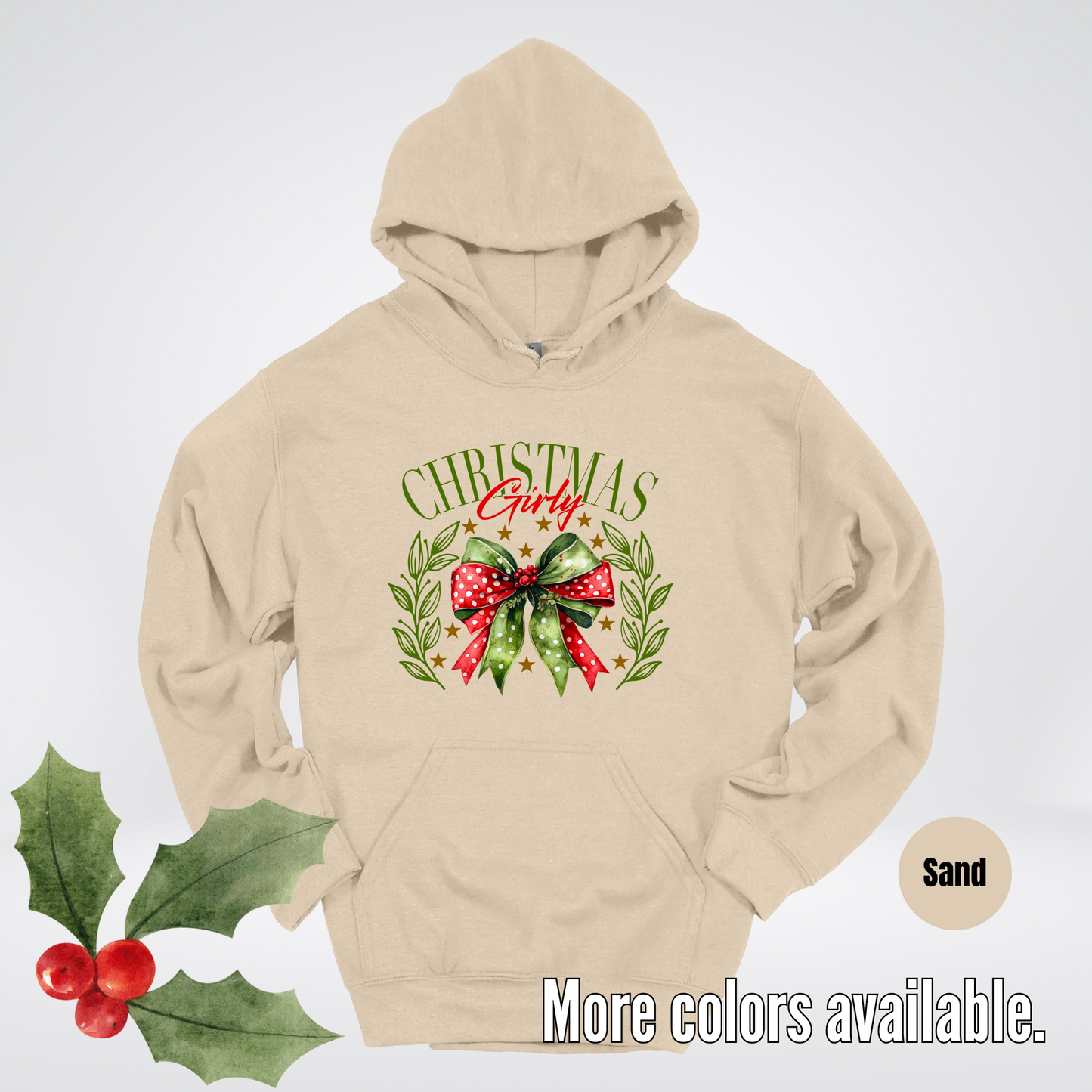 Christmas Girly Green And Red Coquette Hoodie