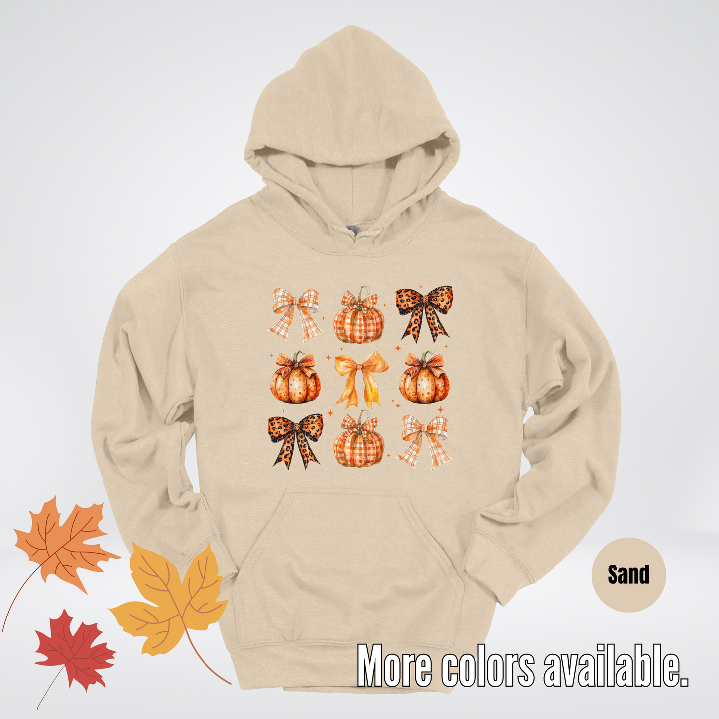 Fall Coquette Leopard Print and Flannel Bows And Pumpkins Hoodie