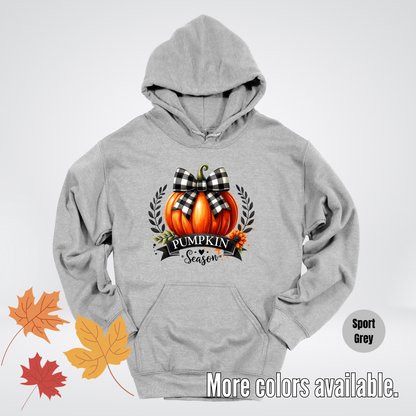 Pumpkin Season Black And While Flannel Coquette Bow Hoodie