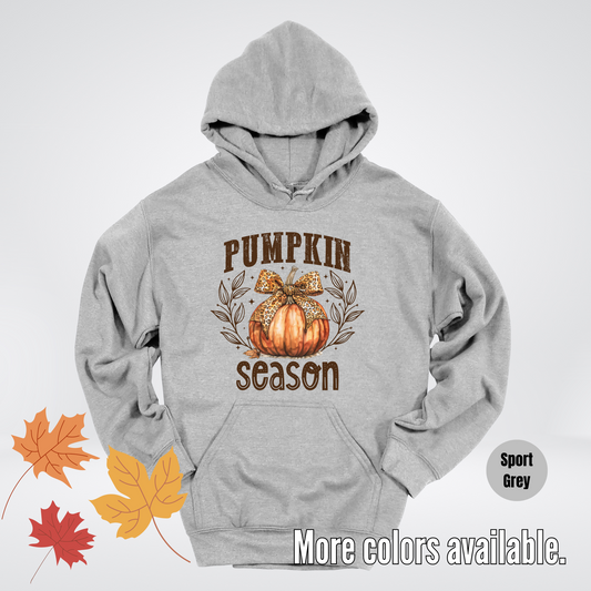 Pumpkin Season Leopard Print Coquette Bow Hoodie