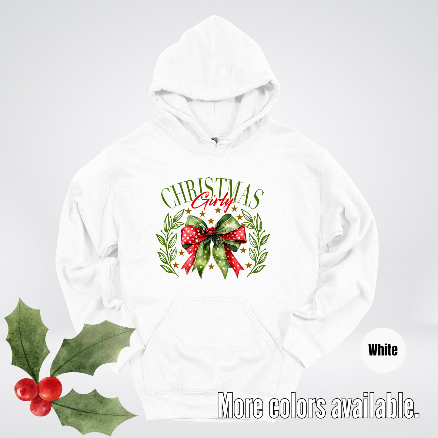 Christmas Girly Green And Red Coquette Hoodie