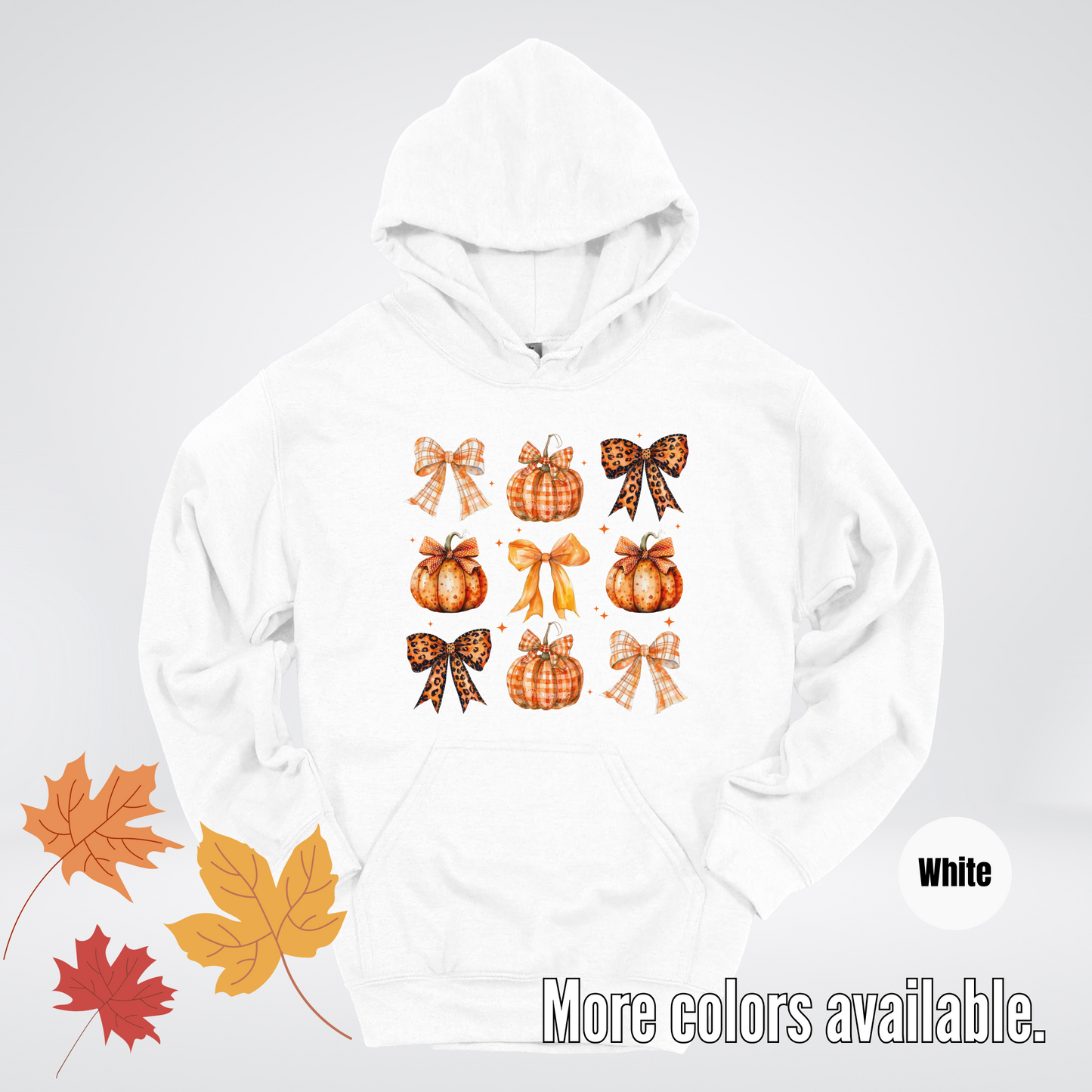 Fall Coquette Leopard Print and Flannel Bows And Pumpkins Hoodie