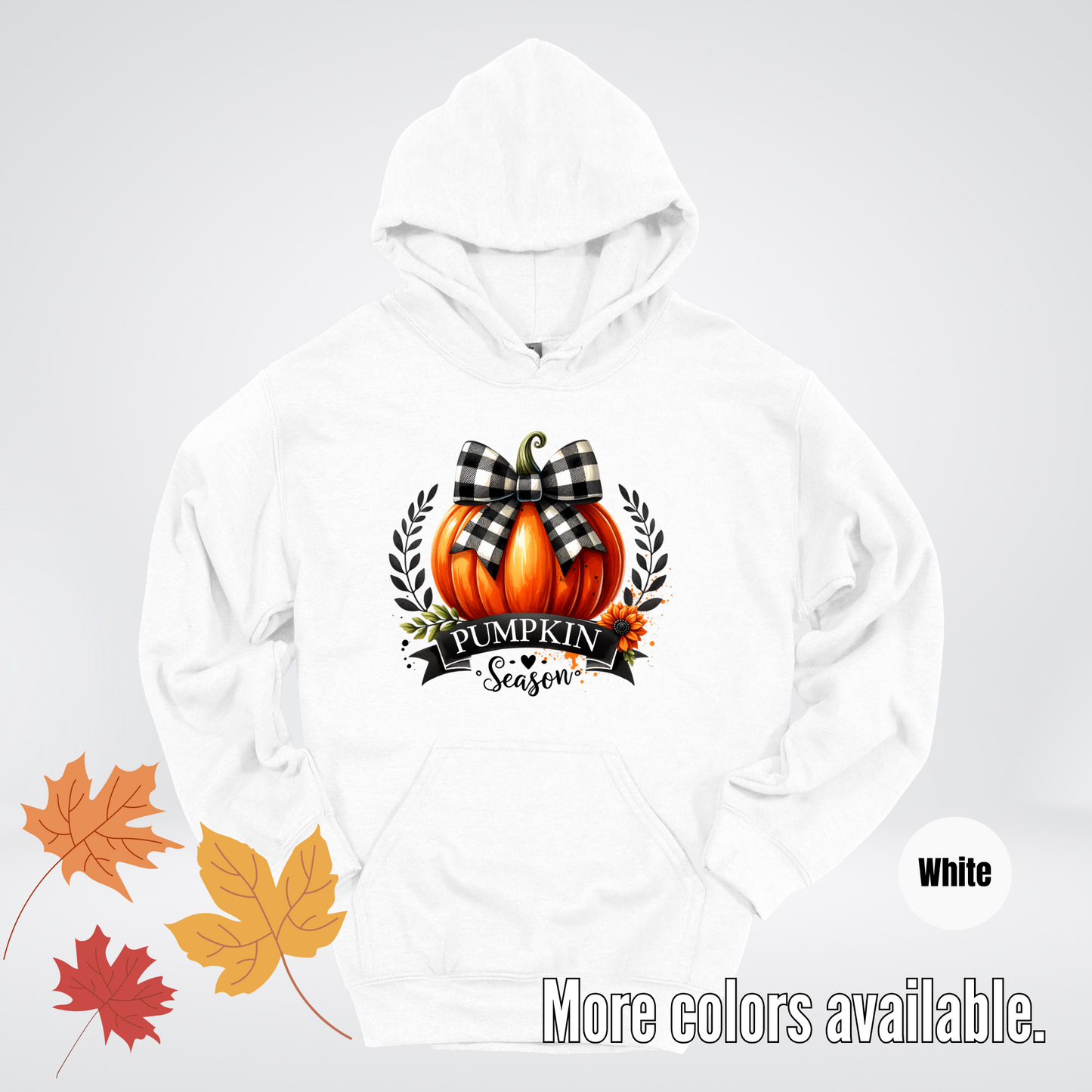 Pumpkin Season Black And While Flannel Coquette Bow Hoodie