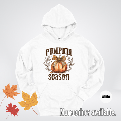 Pumpkin Season Leopard Print Coquette Bow Hoodie