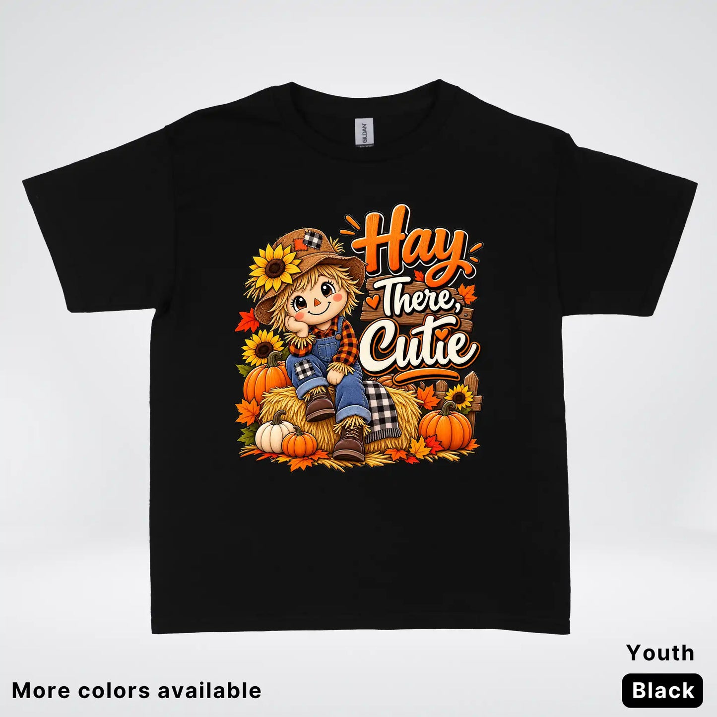 Hay There, Cutie – Cute Scarecrow Fall Youth T-Shirt