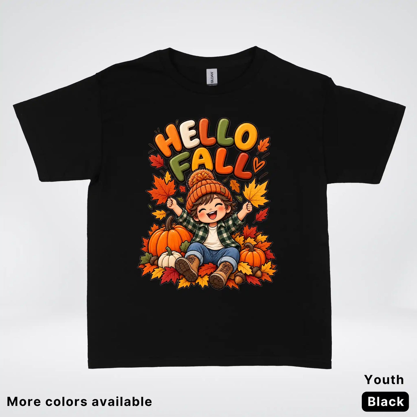 Hello Fall – Autumn Pumpkin Patch Youth T-Shirt