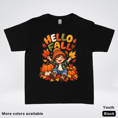 Hello Fall – Autumn Pumpkin Patch Youth T-Shirt