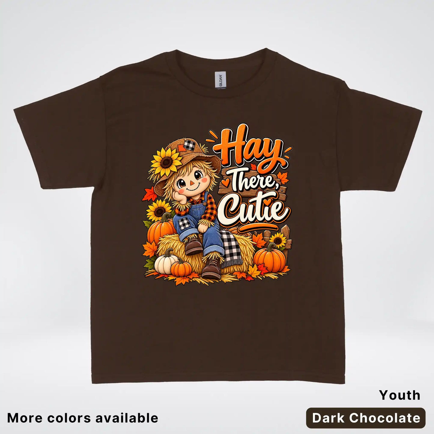 Hay There, Cutie – Cute Scarecrow Fall Youth T-Shirt