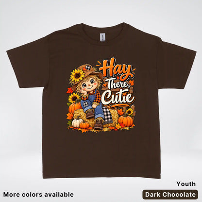Hay There, Cutie – Cute Scarecrow Fall Youth T-Shirt