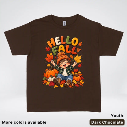 Hello Fall – Autumn Pumpkin Patch Youth T-Shirt