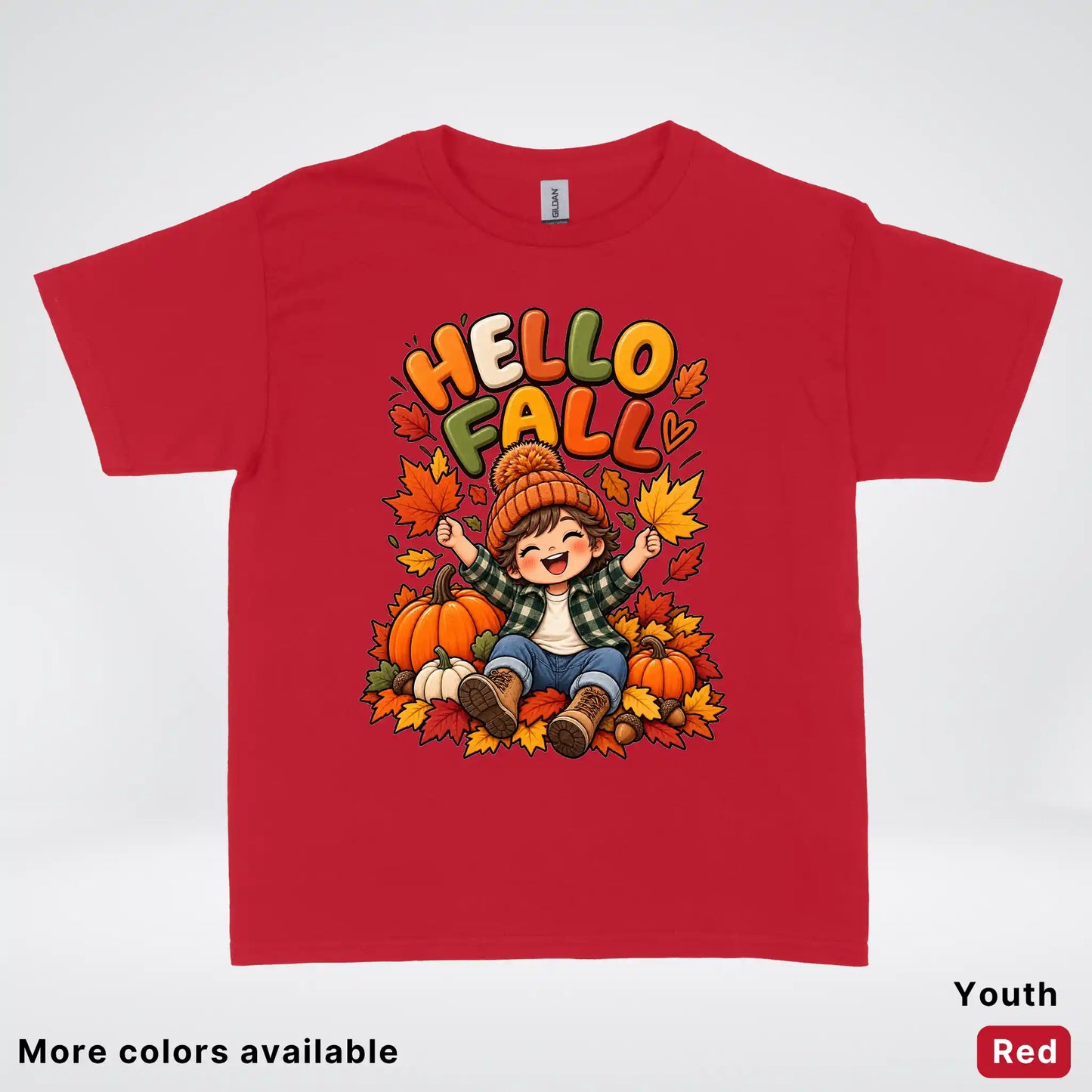 Hello Fall – Autumn Pumpkin Patch Youth T-Shirt