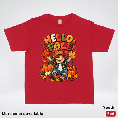 Hello Fall – Autumn Pumpkin Patch Youth T-Shirt