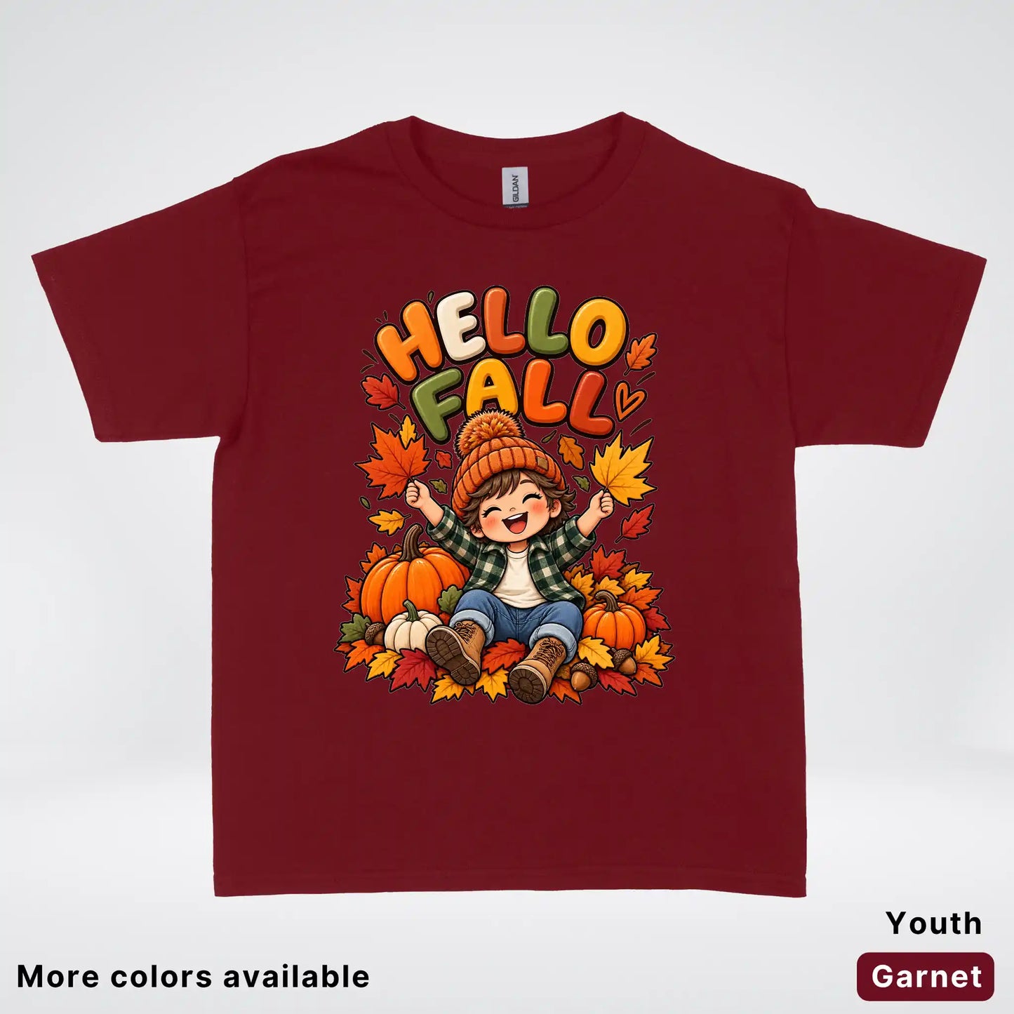 Hello Fall – Autumn Pumpkin Patch Youth T-Shirt