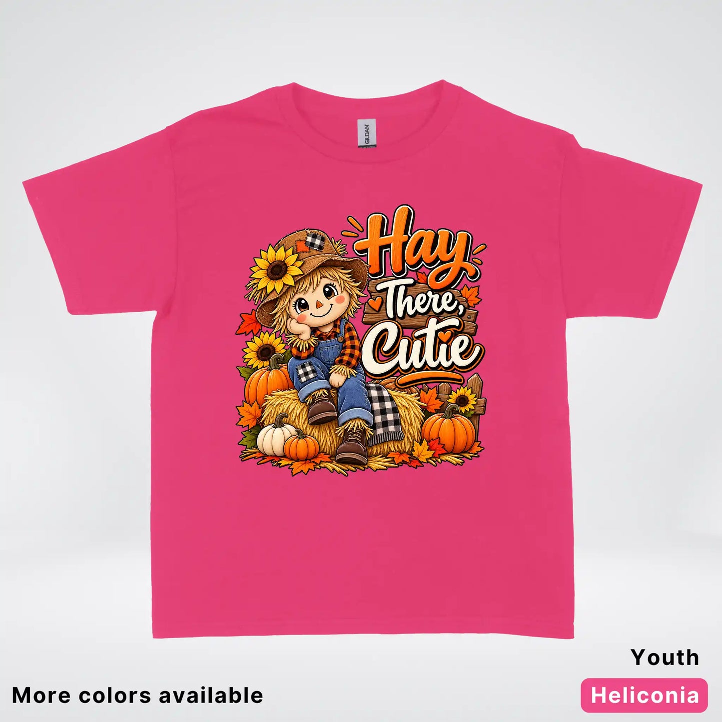 Hay There, Cutie – Cute Scarecrow Fall Youth T-Shirt
