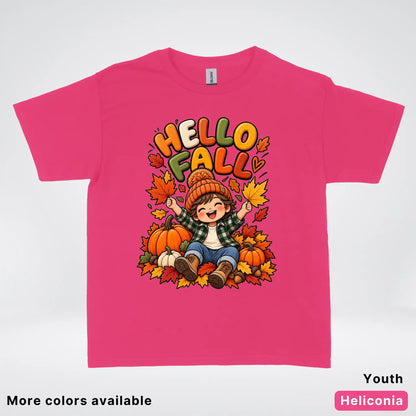 Hello Fall – Autumn Pumpkin Patch Youth T-Shirt