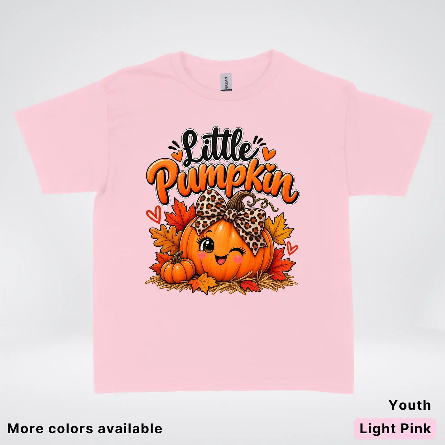 Little Pumpkin – Leopard Bow Fall Youth T-Shirt