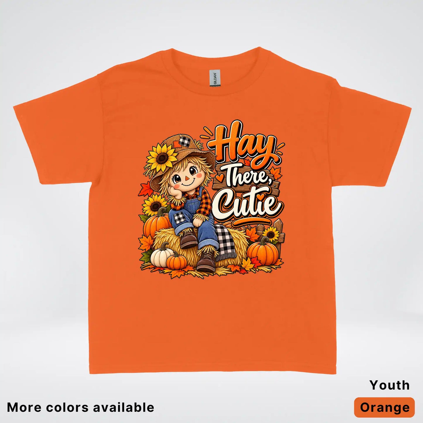 Hay There, Cutie – Cute Scarecrow Fall Youth T-Shirt