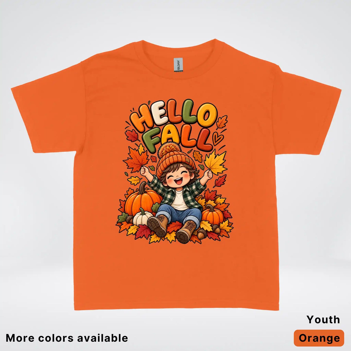 Hello Fall – Autumn Pumpkin Patch Youth T-Shirt