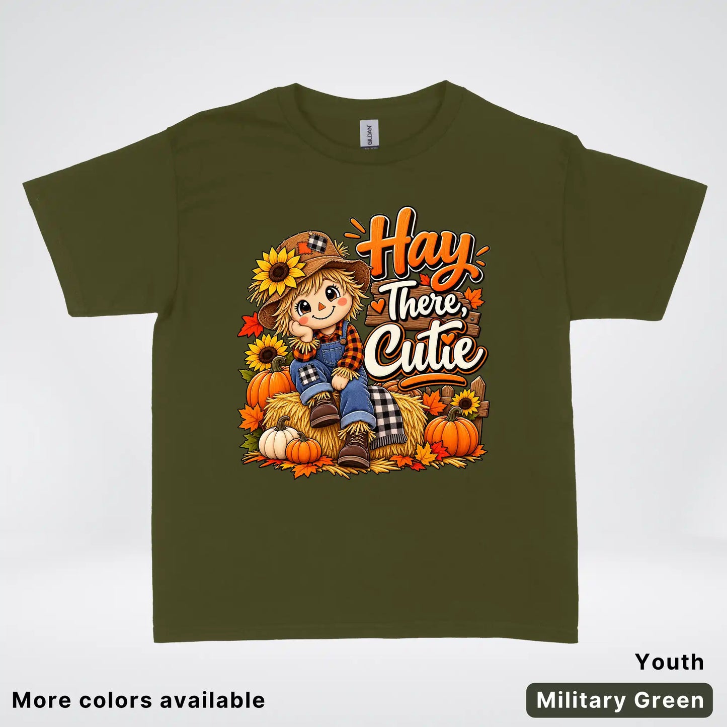 Hay There, Cutie – Cute Scarecrow Fall Youth T-Shirt