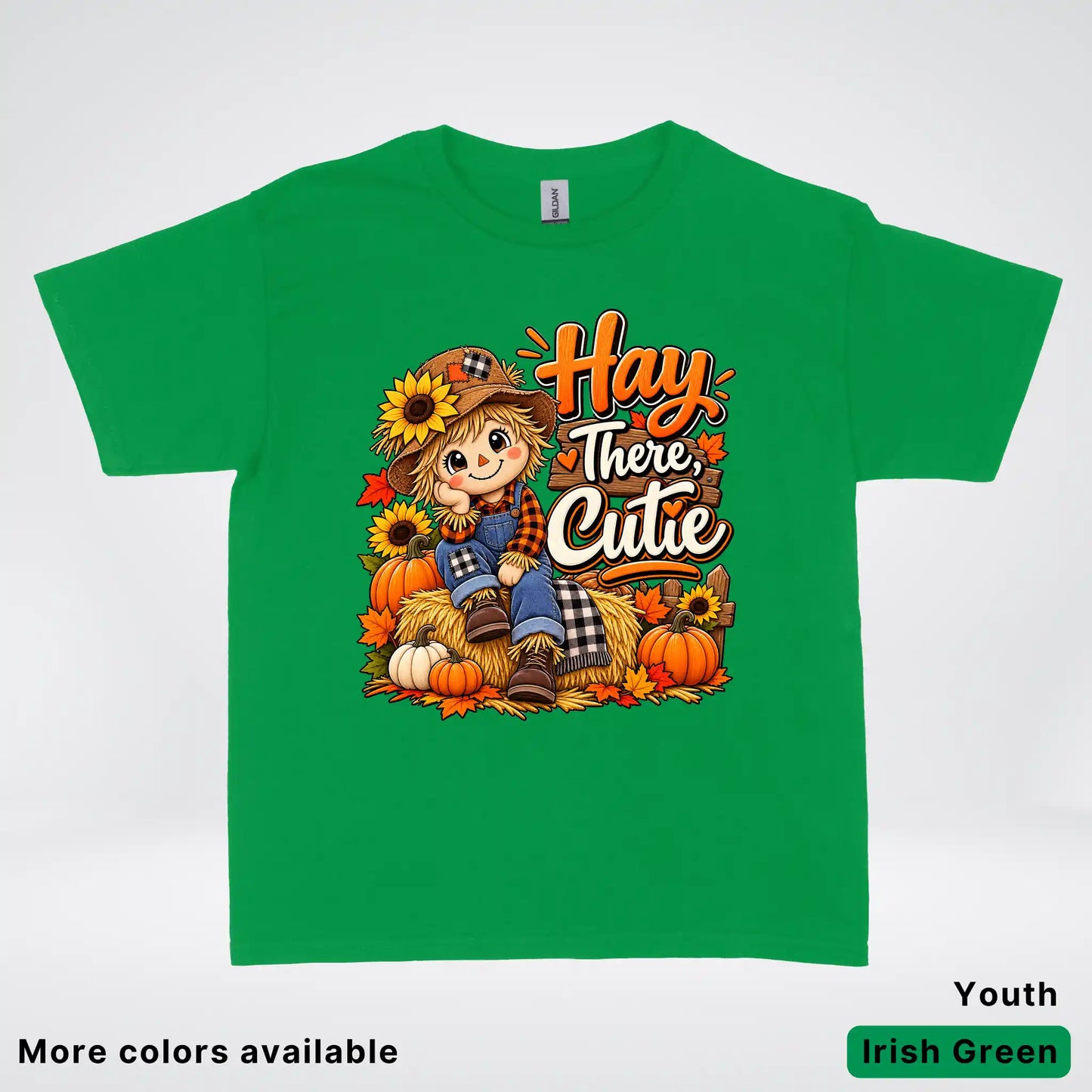 Hay There, Cutie – Cute Scarecrow Fall Youth T-Shirt