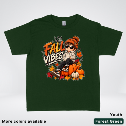 Fall Vibes – Cool Pumpkin Patch Autumn Youth T-Shirt