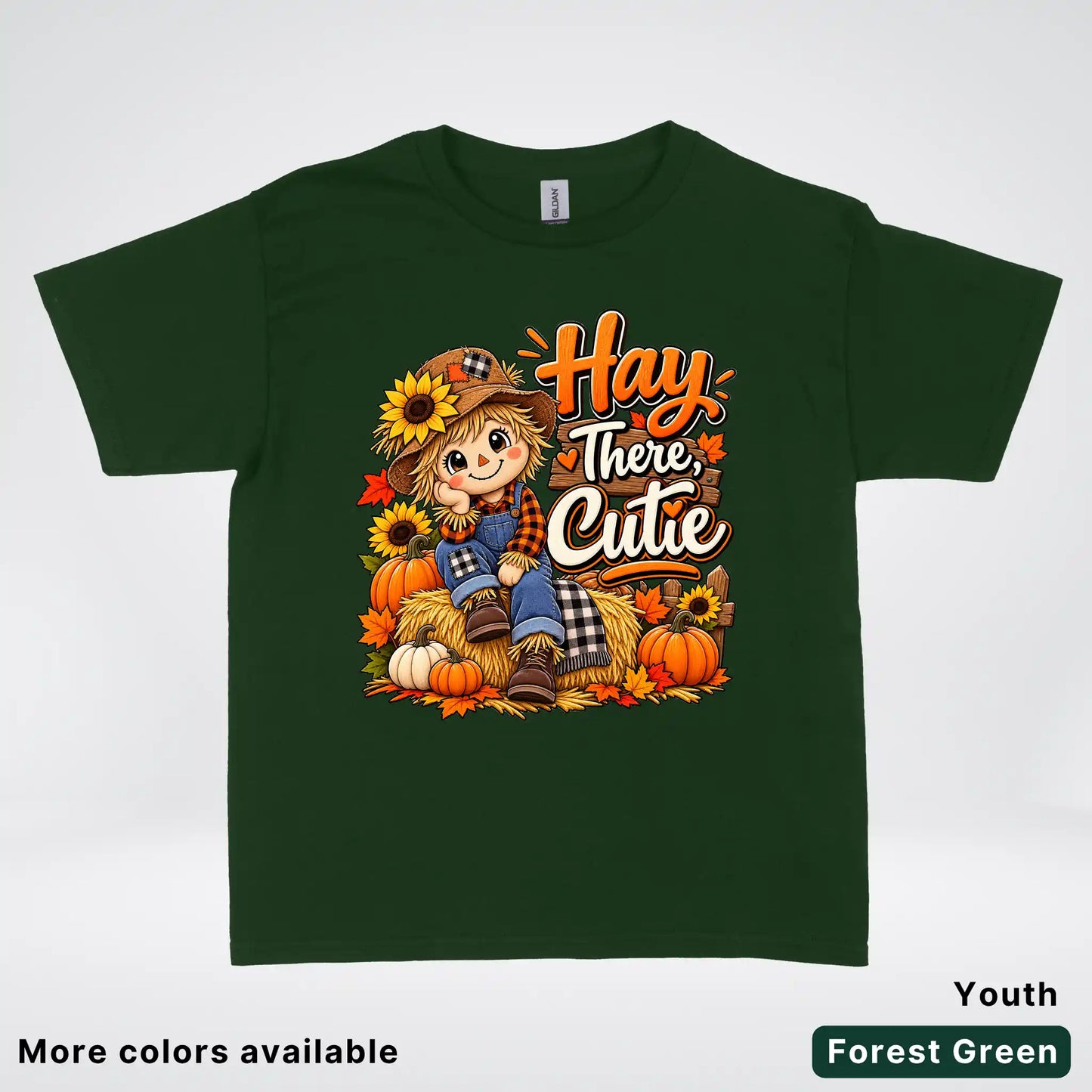 Hay There, Cutie – Cute Scarecrow Fall Youth T-Shirt