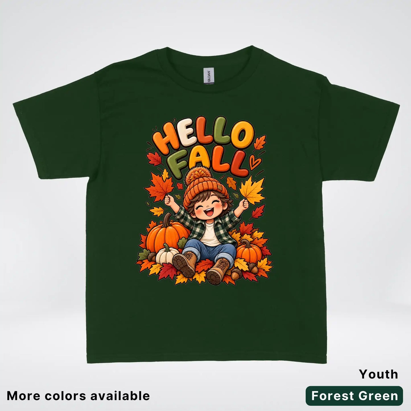 Hello Fall – Autumn Pumpkin Patch Youth T-Shirt
