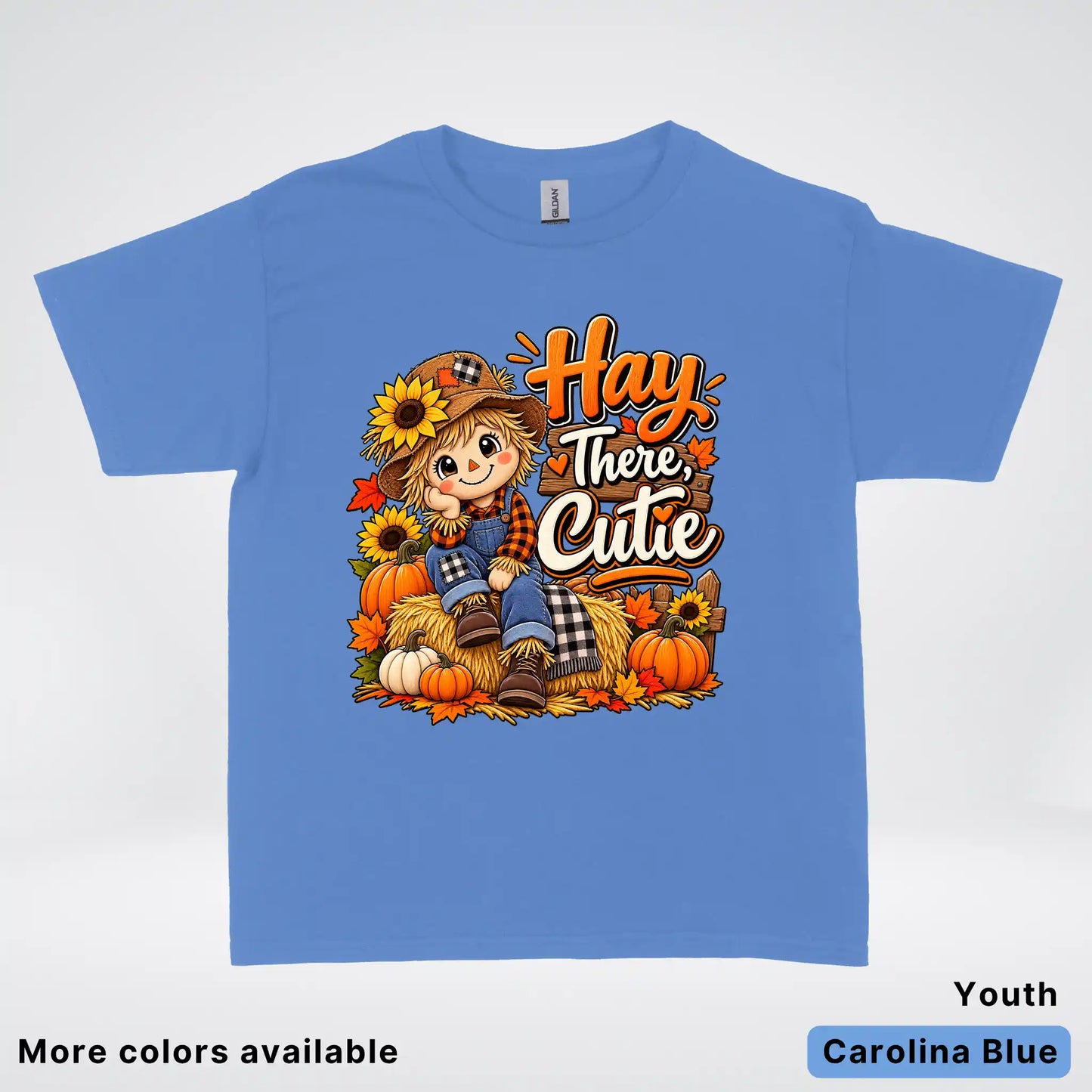 Hay There, Cutie – Cute Scarecrow Fall Youth T-Shirt