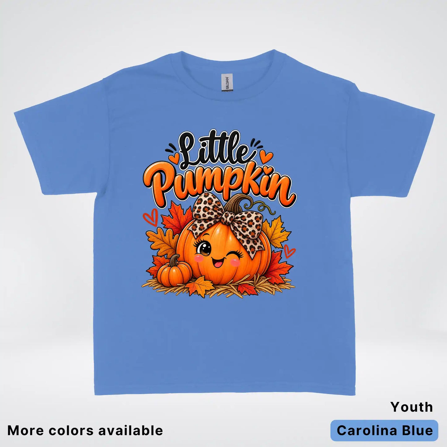 Little Pumpkin – Leopard Bow Fall Youth T-Shirt