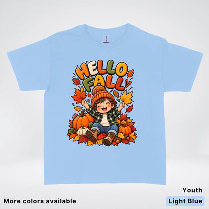 Hello Fall – Autumn Pumpkin Patch Youth T-Shirt