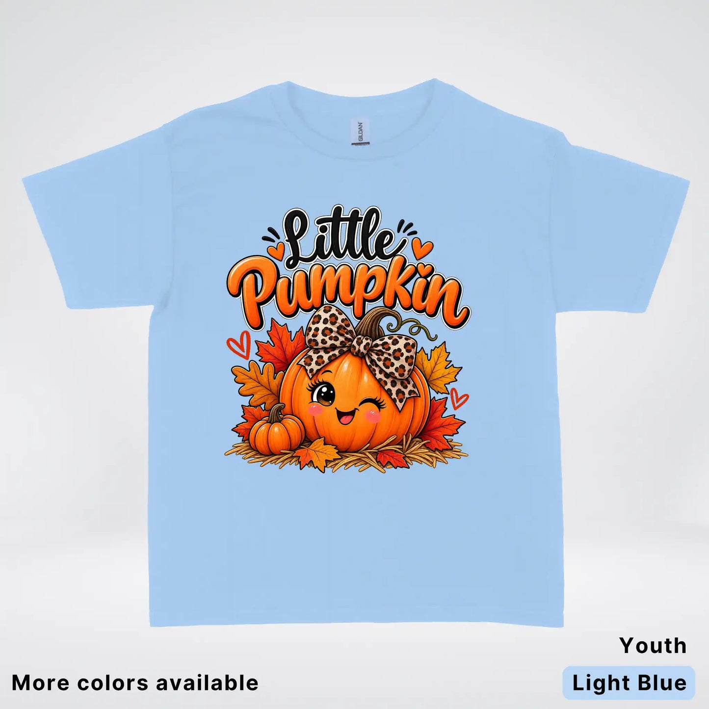 Little Pumpkin – Leopard Bow Fall Youth T-Shirt