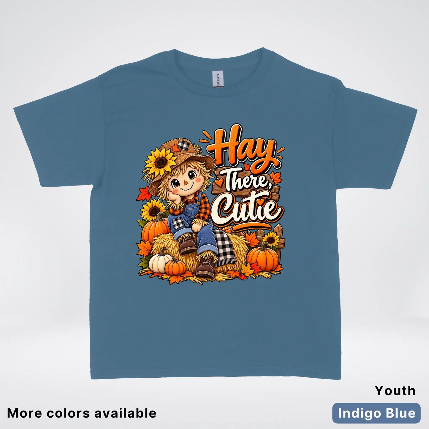 Hay There, Cutie – Cute Scarecrow Fall Youth T-Shirt