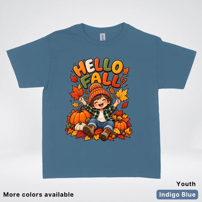 Hello Fall – Autumn Pumpkin Patch Youth T-Shirt