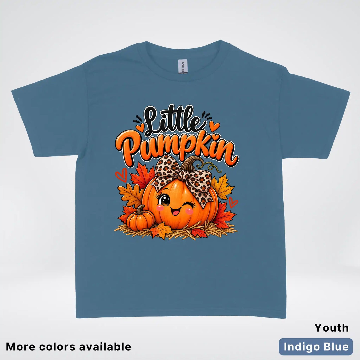 Little Pumpkin – Leopard Bow Fall Youth T-Shirt