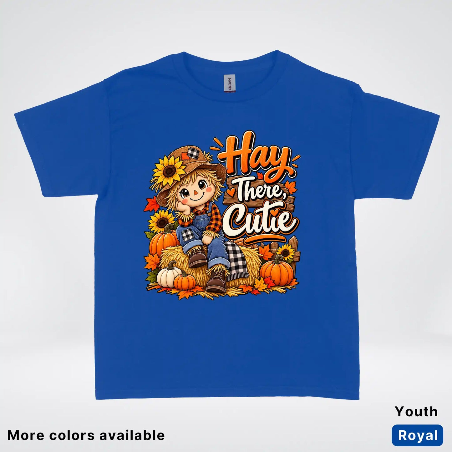 Hay There, Cutie – Cute Scarecrow Fall Youth T-Shirt