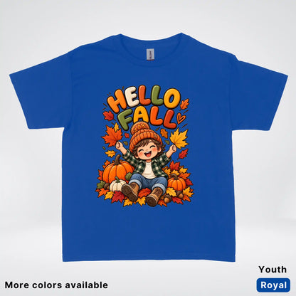 Hello Fall – Autumn Pumpkin Patch Youth T-Shirt